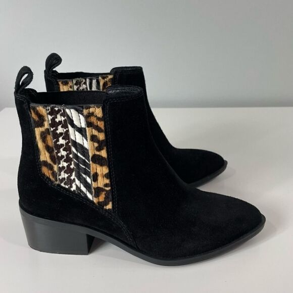 Crown Vintage Tolana Black Suede Leather Animal Print Chelsea Ankle Boots 9 - Picture 8 of 8